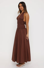 Lucky Enough Halter Maxi Dress Dark Chocolate