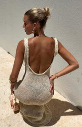 Trying To Forget Me Knit Maxi Dress Cream
