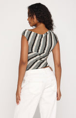 Waiting for Tomorrow Top Brown/Blue Stripe