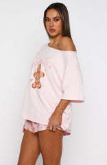 Sweetheart Pyjama Off Shoulder Tee Soft Pink