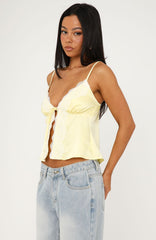 Cutesy Girl Satin Cami Top Lemon