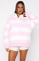 Moving Fast Oversized Henley Sweater Ballet Pink