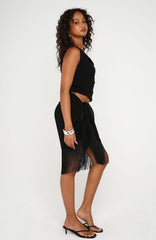 Sweet And Savage Off Shoulder Midi Dress Black