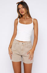 Maddy High Rise Denim Shorts Sesame