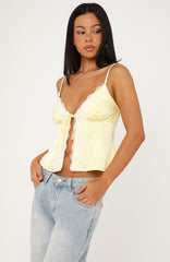 Cutesy Girl Satin Cami Top Lemon