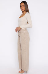 Bring The Style Low Rise Wide Leg Jeans Sesame Wash