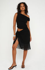 Sweet And Savage Off Shoulder Midi Dress Black