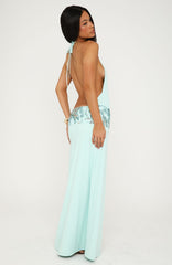 Holding Me Back Halter Maxi Dress Aqua