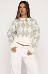 Beaufort Argyle Knit Cardigan Sage/Cream