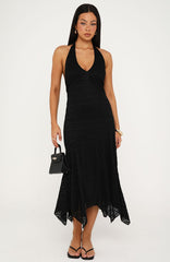 Crazy Little Thing Halter Midi Dress Black