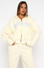 Daydreamers Madeline Boxy Zip Front Hoodie Lemon