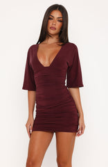 Keep Me Under Wraps Mini Dress Wine