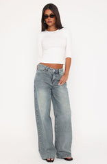 Just My Type Mid Rise Wide Leg Jeans Sand