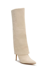 Milos Knee High Boots Nude Faux Suede