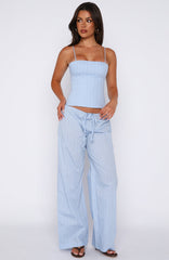 Born To Glow Wide Leg Pants Blue Stripe