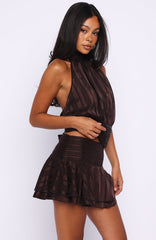 Brightened My Day Mini Skirt Chocolate