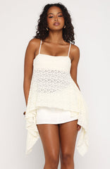 Busy Being Fabulous Drape Open Back Top Cream