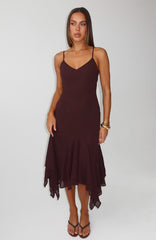 Butterfly Kisses Midi Dress Chocolate
