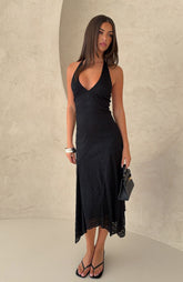 Crazy Little Thing Halter Midi Dress Black
