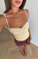 Crush Mode Top Cream/Choc Polka Dot