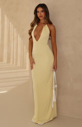Cute Without Apology Halter Maxi Dress Lemon