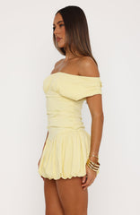 Dare Me Darling Off Shoulder Mini Dress Lemon