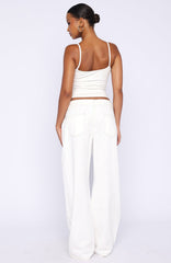 Day At A Time Low Rise Wide Leg Jeans Off White