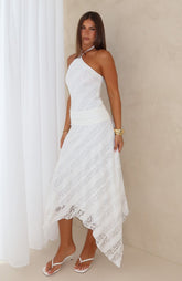 Don't Let Me Go Midi Dress White