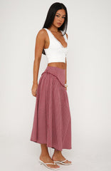 Feeling Groovy Maxi Skirt Red Gingham