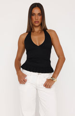 Flirty Fever Halter Top Black