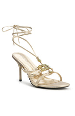 Giana Beaded Wrap Heels Champagne/Lime