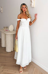 High Views Off Shoulder Maxi Dress White