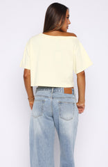 I've Got That Feeling Boxy Off Shoulder Tee Lemon