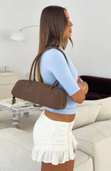 Jaina Shoulder Bag Chocolate Faux Suede