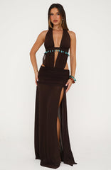 Jungle Glow Maxi Dress Chocolate