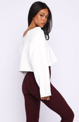 Keep It Rolling Cropped Off Shoulder Sweater Off White