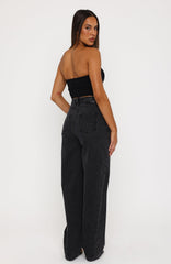 Kiara High Rise Barrel Leg Jeans Black Acid