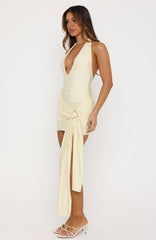 Leaving Paradise Wrap Mini Dress Lemon