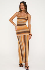 Linear Heat Knit Maxi Dress Honey Love