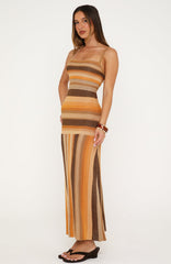 Linear Heat Knit Maxi Dress Honey Love