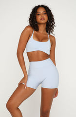 Keep Up High Waisted Shorts 4 Icy Blue