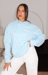 Offstage Printed Oversized Hoodie Blue Ditsy