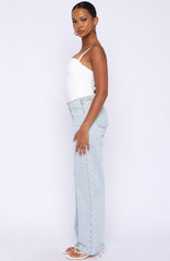 Overachieving Mid Rise Straight Leg Jeans Glacier Blue