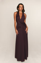 Perfect Illusion Halter Maxi Dress Dark Cherry