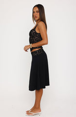 Promise Kept Lace Midi Skirt Black