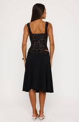 Promise Kept Lace Midi Skirt Black