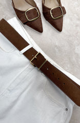 Robin Belt Chocolate Faux Suede