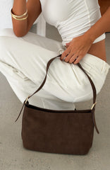 Ryker Shoulder Bag Dark Chocolate Faux Suede