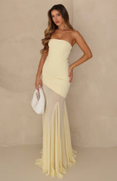 Sending My Best Strapless Maxi Dress Lemon
