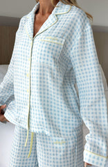 She's Got This Long Sleeve Pyjama Top Sky Blue Gingham